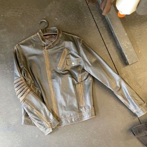 Crayon men’s leather moto jacket